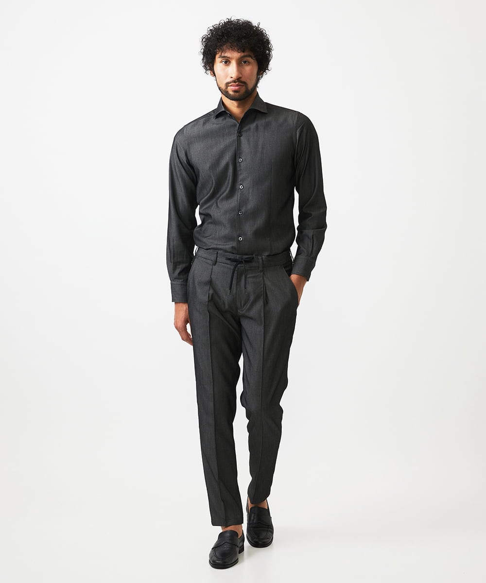 MNHAD50250 MICHEL KLEIN HOMME(ミッシェルクラン オム) ワンタックイージーパンツ ブラック