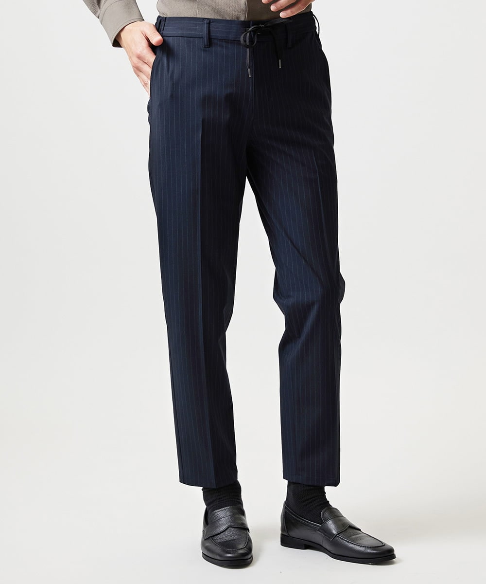 MNHGF52230 MICHEL KLEIN HOMME(ミッシェルクラン オム) ストライプ2WAY9分丈スラックスパンツ ネイビー
