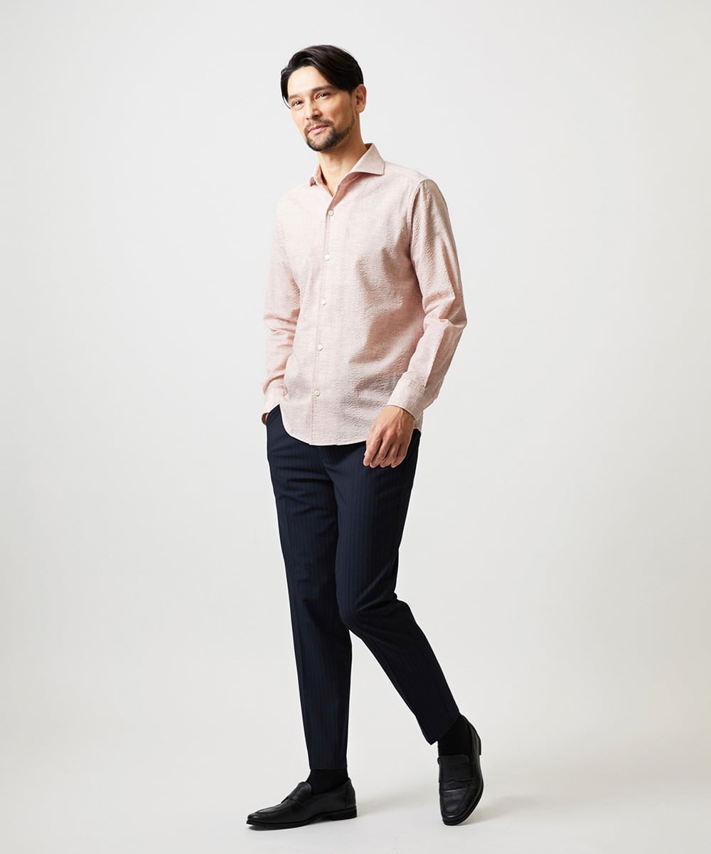 MNHGF52230 MICHEL KLEIN HOMME(ミッシェルクラン オム) ストライプ2WAY9分丈スラックスパンツ ネイビー