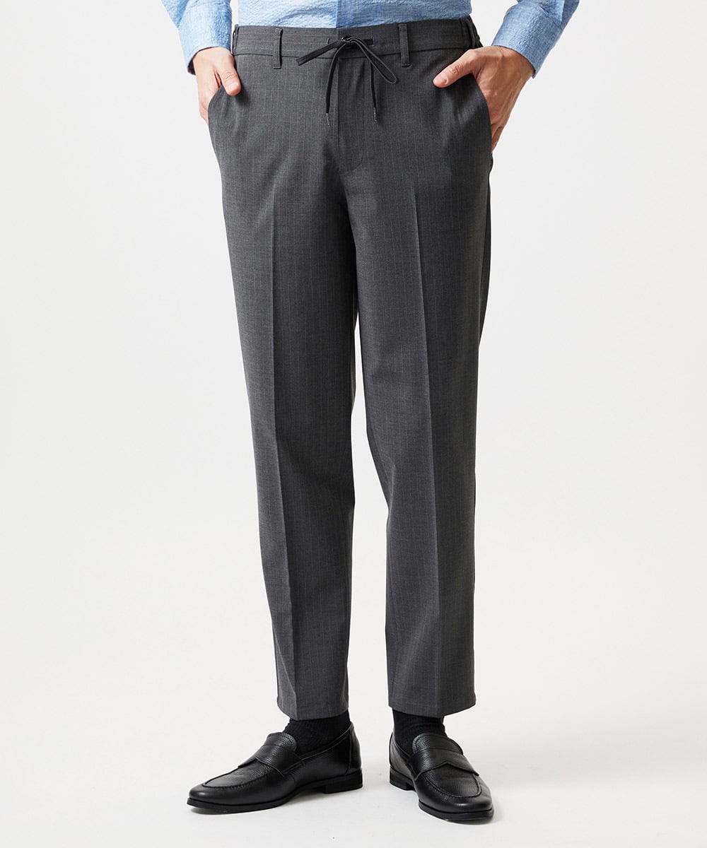 MNHGF52230 MICHEL KLEIN HOMME(ミッシェルクラン オム) ストライプ2WAY9分丈スラックスパンツ グレー