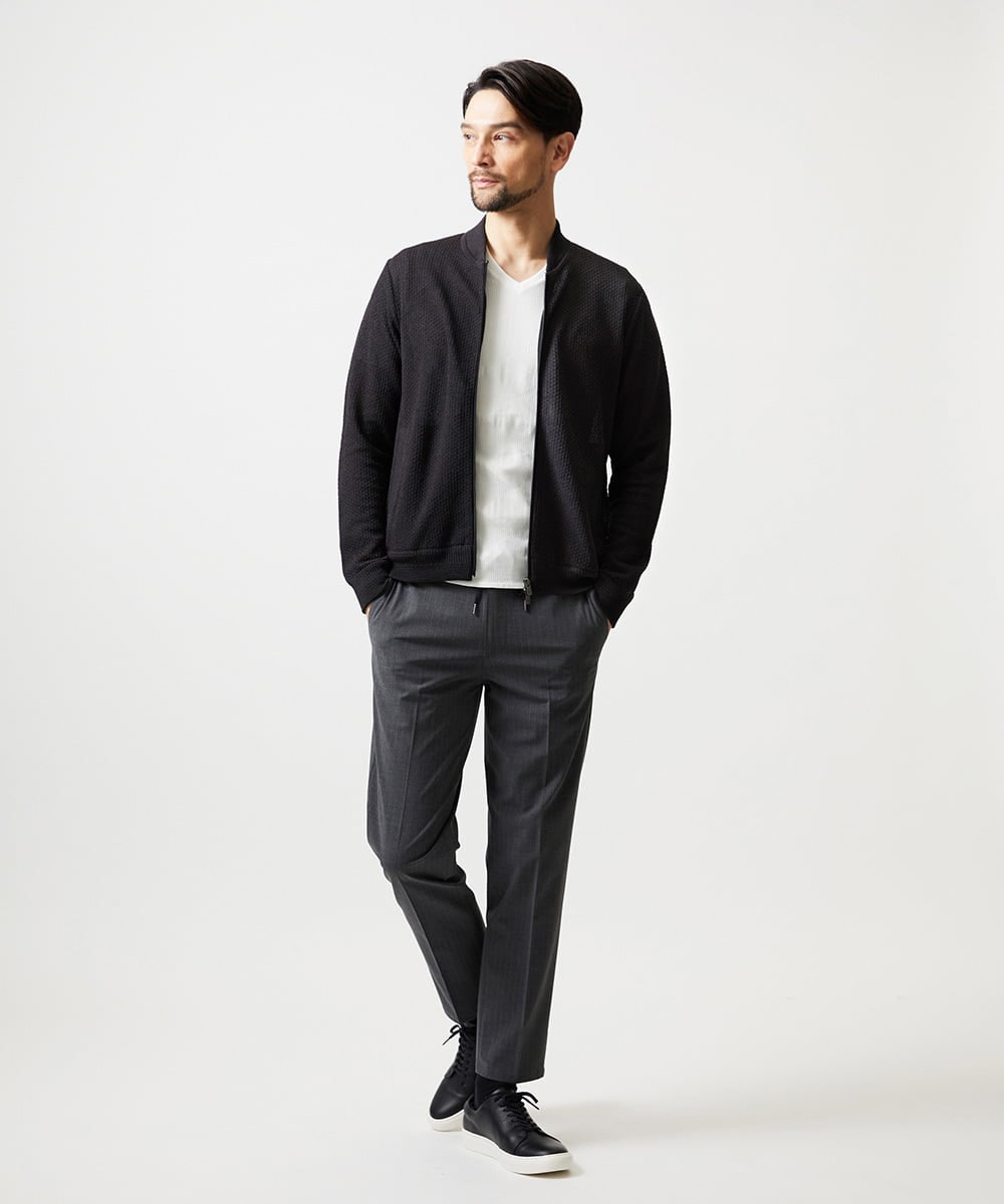 MNHGF52230 MICHEL KLEIN HOMME(ミッシェルクラン オム) ストライプ2WAY9分丈スラックスパンツ グレー