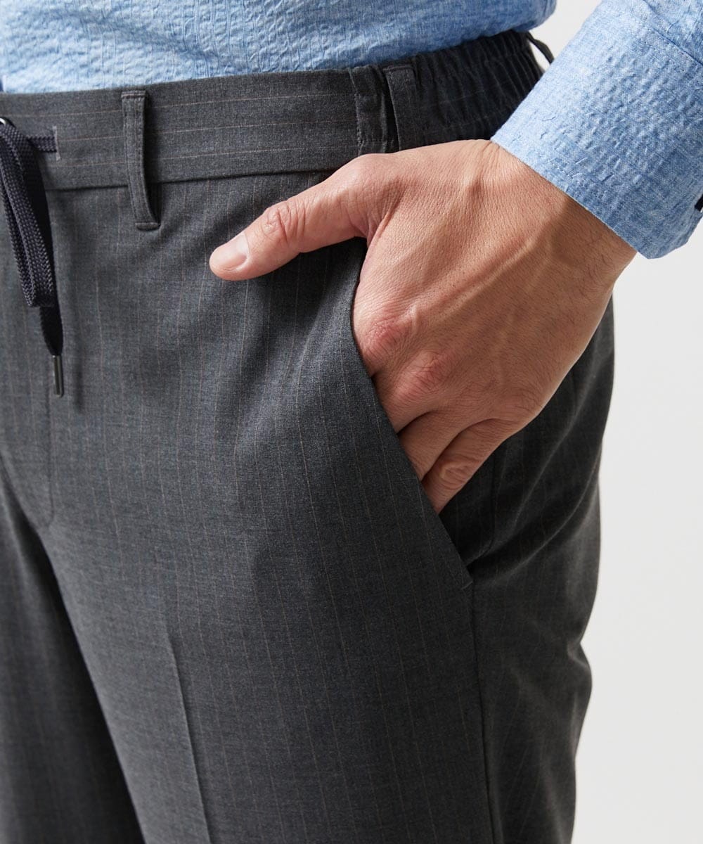 MNHGF52230 MICHEL KLEIN HOMME(ミッシェルクラン オム) ストライプ2WAY9分丈スラックスパンツ グレー