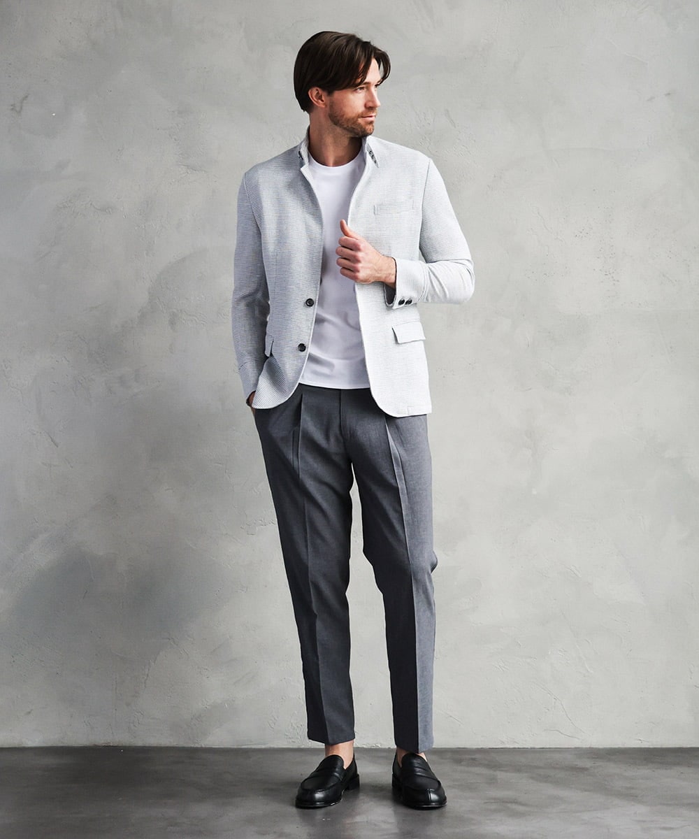 MNHGF54230 MICHEL KLEIN HOMME(ミッシェルクラン オム) 9分丈セミイージースラックスパンツ ダークグレー