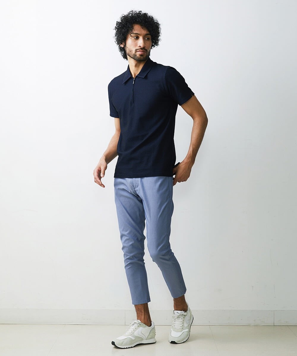 MNHGS35170 MICHEL KLEIN HOMME(ミッシェルクラン オム) クールツイルストレッチパンツ ブルー(55)