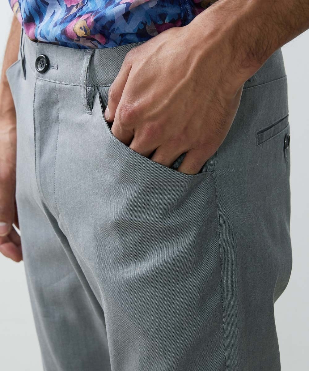 MNHGS35170 MICHEL KLEIN HOMME(ミッシェルクラン オム) クールツイルストレッチパンツ ライトグレー(91)