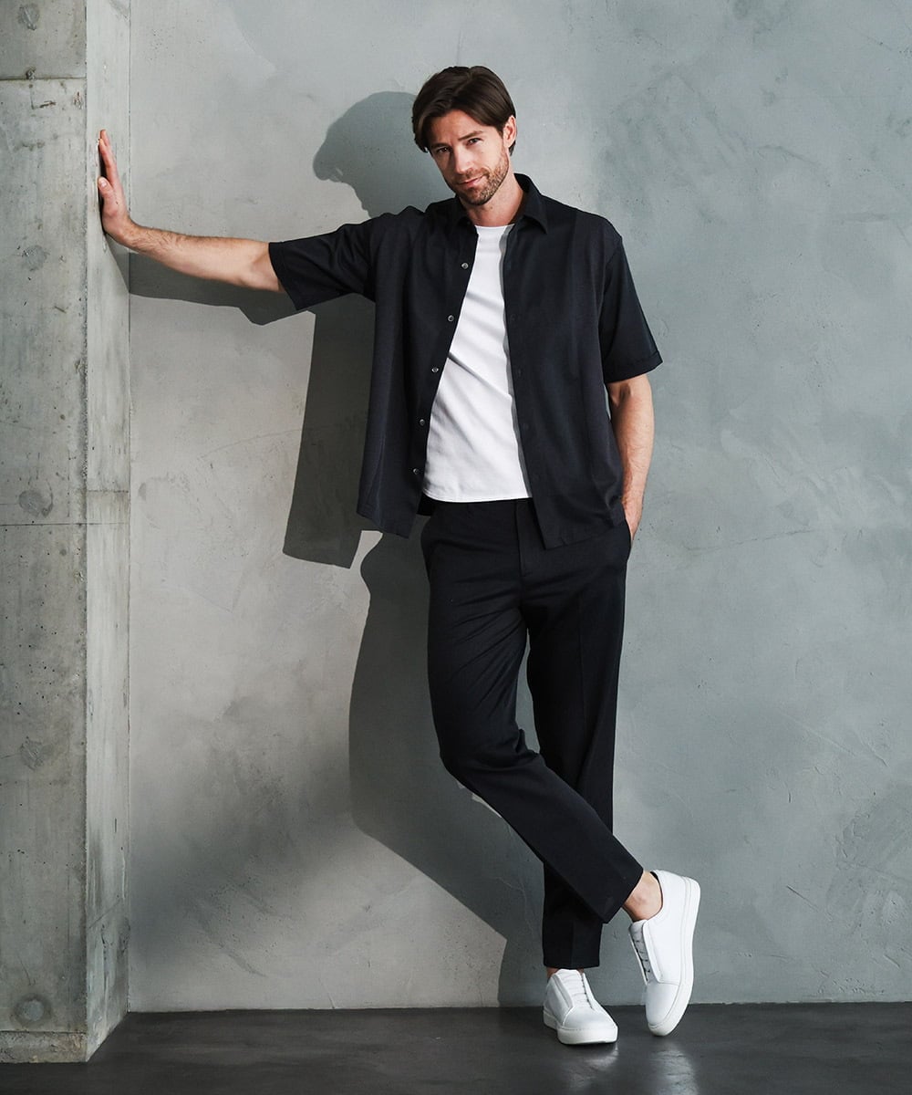 MNHJD63250 MICHEL KLEIN HOMME(ミッシェルクラン オム) 【セットアップ】9分丈ジャージースラックスパンツ ダークグレー