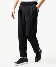MNHJD64250 MICHEL KLEIN HOMME(ミッシェルクラン オム) サッカーストライプ織りワイドパンツ ブラック