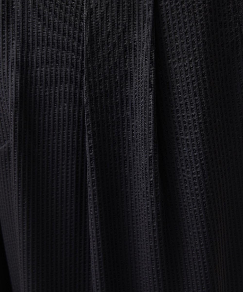 MNHJD64250 MICHEL KLEIN HOMME(ミッシェルクラン オム) サッカーストライプ織りワイドパンツ ブラック