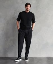 MNHJD64250 MICHEL KLEIN HOMME(ミッシェルクラン オム) サッカーストライプ織りワイドパンツ ブラック