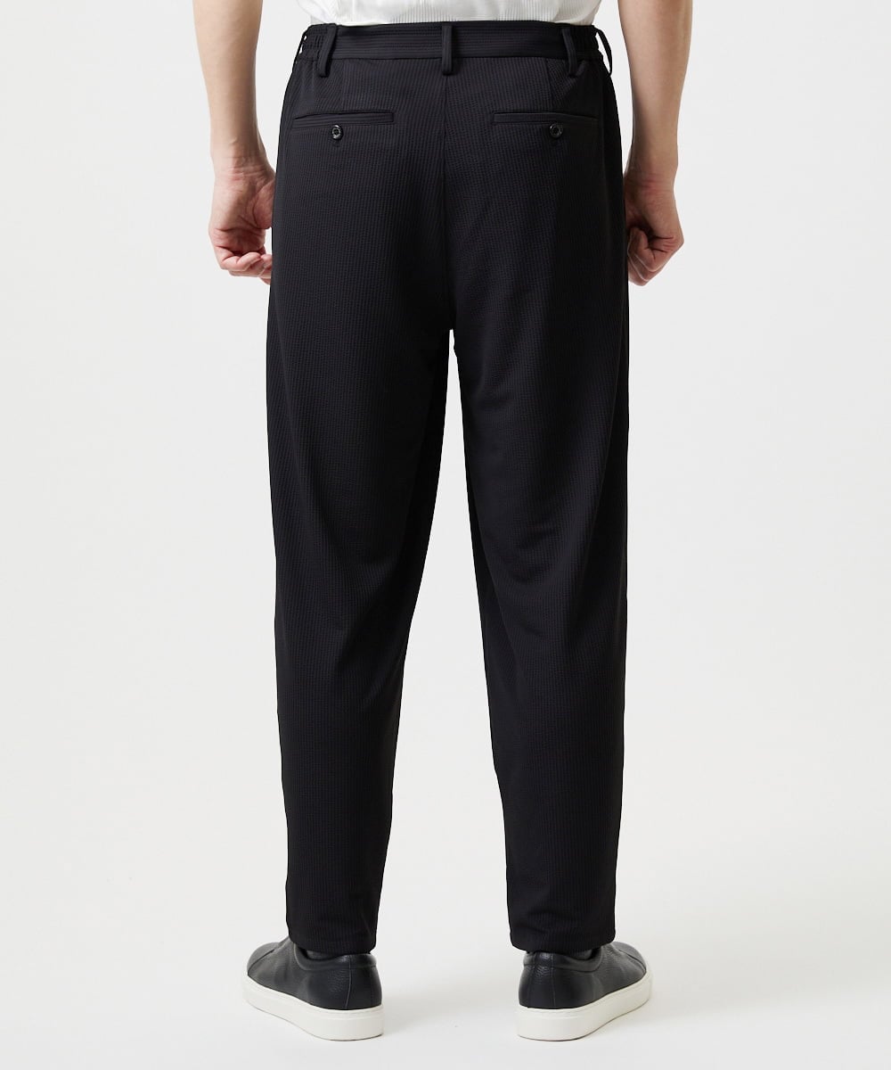 MNHJD64250 MICHEL KLEIN HOMME(ミッシェルクラン オム) サッカーストライプ織りワイドパンツ ブラック