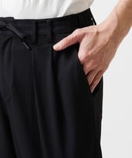 MNHJD64250 MICHEL KLEIN HOMME(ミッシェルクラン オム) サッカーストライプ織りワイドパンツ ブラック