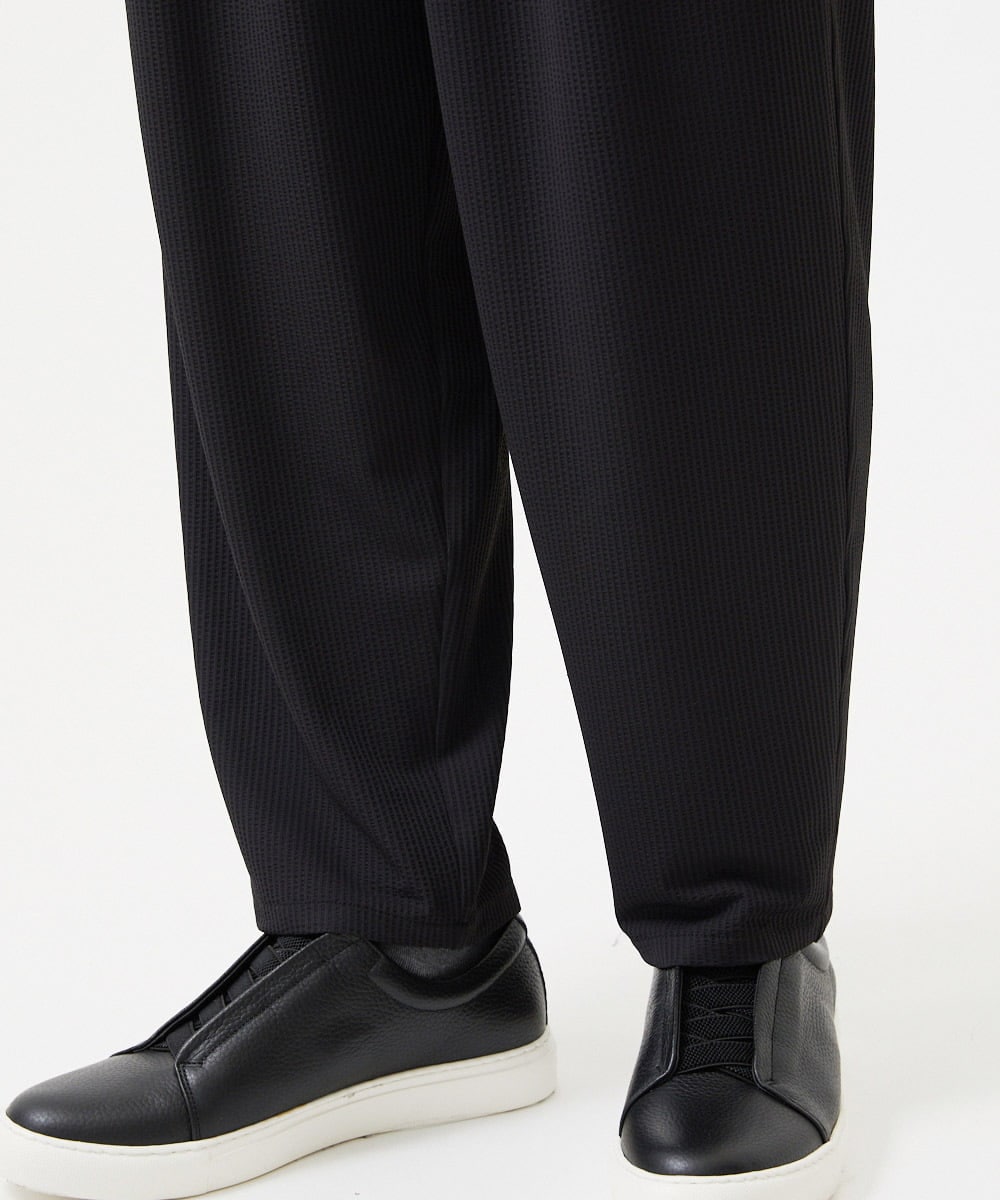 MNHJD64250 MICHEL KLEIN HOMME(ミッシェルクラン オム) サッカーストライプ織りワイドパンツ ブラック