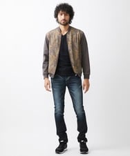 MNJAA50450 MICHEL KLEIN HOMME(ミッシェルクラン オム) コンビネーションMA-1ブルゾン ブラウン