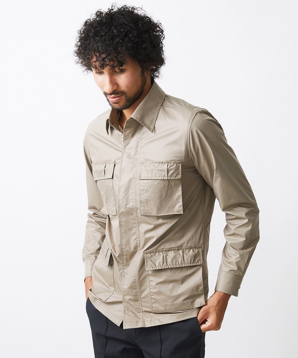 MNJAA55450 MICHEL KLEIN HOMME(ミッシェルクラン オム) ヴィンテージ調ツイルシャツジャケット セットアップ ベージュ