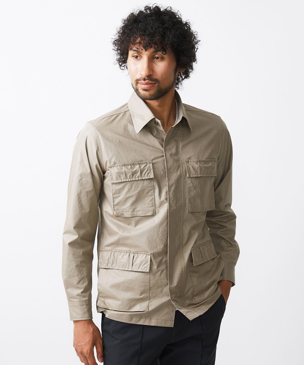 MNJAA55450 MICHEL KLEIN HOMME(ミッシェルクラン オム) ヴィンテージ調ツイルシャツジャケット セットアップ ベージュ