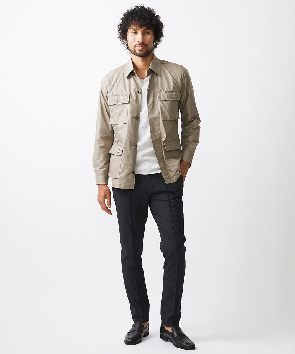 MNJAA55450 MICHEL KLEIN HOMME(ミッシェルクラン オム) ヴィンテージ調ツイルシャツジャケット セットアップ ベージュ