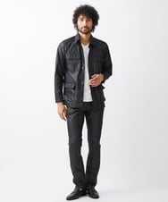 MNJAA55450 MICHEL KLEIN HOMME(ミッシェルクラン オム) ヴィンテージ調ツイルシャツジャケット セットアップ ブラック