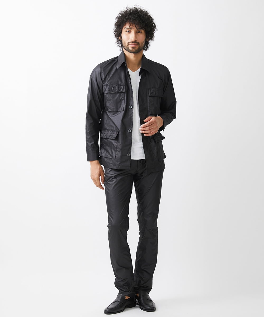 MNJAA55450 MICHEL KLEIN HOMME(ミッシェルクラン オム) ヴィンテージ調ツイルシャツジャケット セットアップ ブラック