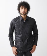 MNJAA55450 MICHEL KLEIN HOMME(ミッシェルクラン オム) ヴィンテージ調ツイルシャツジャケット セットアップ ブラック