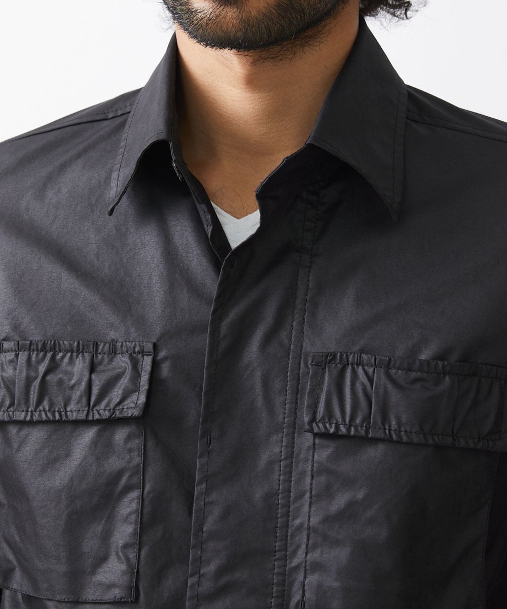 MNJAA55450 MICHEL KLEIN HOMME(ミッシェルクラン オム) ヴィンテージ調ツイルシャツジャケット セットアップ ブラック