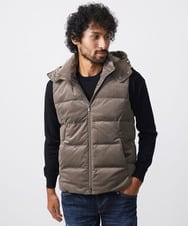 MNJAA56490 MICHEL KLEIN HOMME(ミッシェルクラン オム) トリコットベロアダウンベスト セットアップ ブラウン