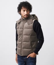 MNJAA56490 MICHEL KLEIN HOMME(ミッシェルクラン オム) トリコットベロアダウンベスト セットアップ ブラウン
