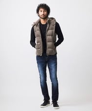 MNJAA56490 MICHEL KLEIN HOMME(ミッシェルクラン オム) トリコットベロアダウンベスト セットアップ ブラウン
