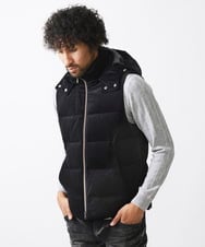 MNJAA56490 MICHEL KLEIN HOMME(ミッシェルクラン オム) トリコットベロアダウンベスト セットアップ ブラック