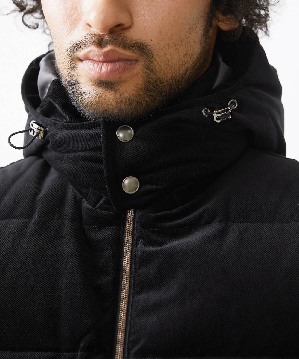 MNJAA56490 MICHEL KLEIN HOMME(ミッシェルクラン オム) トリコットベロアダウンベスト セットアップ ブラック