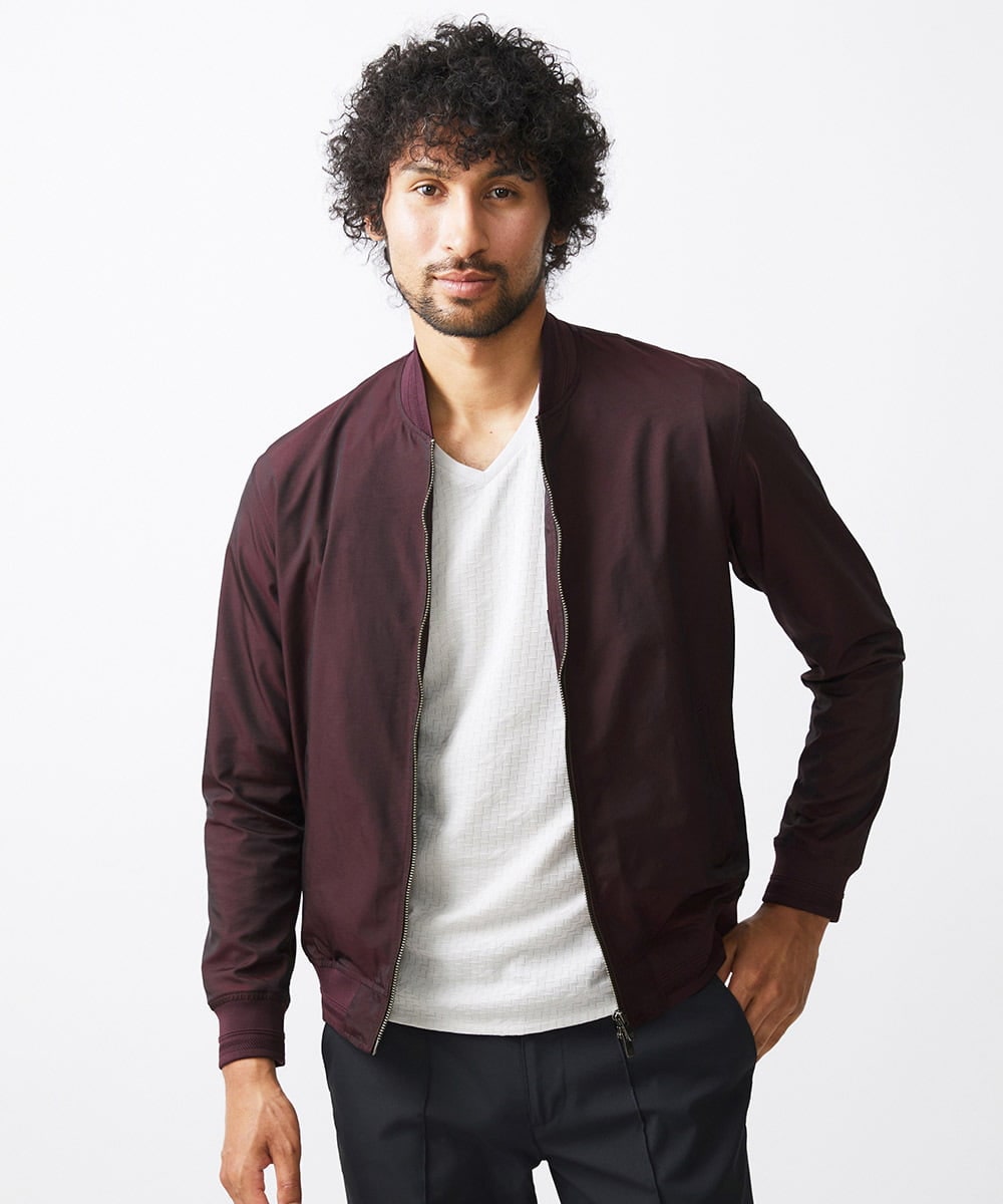 MNJAA59330 MICHEL KLEIN HOMME(ミッシェルクラン オム) リブ編みナイロンMA-1ブルゾン パープル