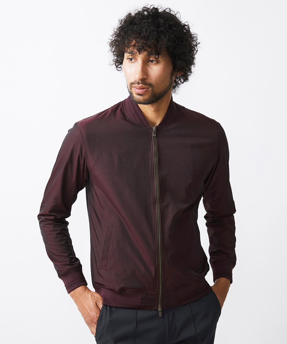 MNJAA59330 MICHEL KLEIN HOMME(ミッシェルクラン オム) リブ編みナイロンMA-1ブルゾン パープル