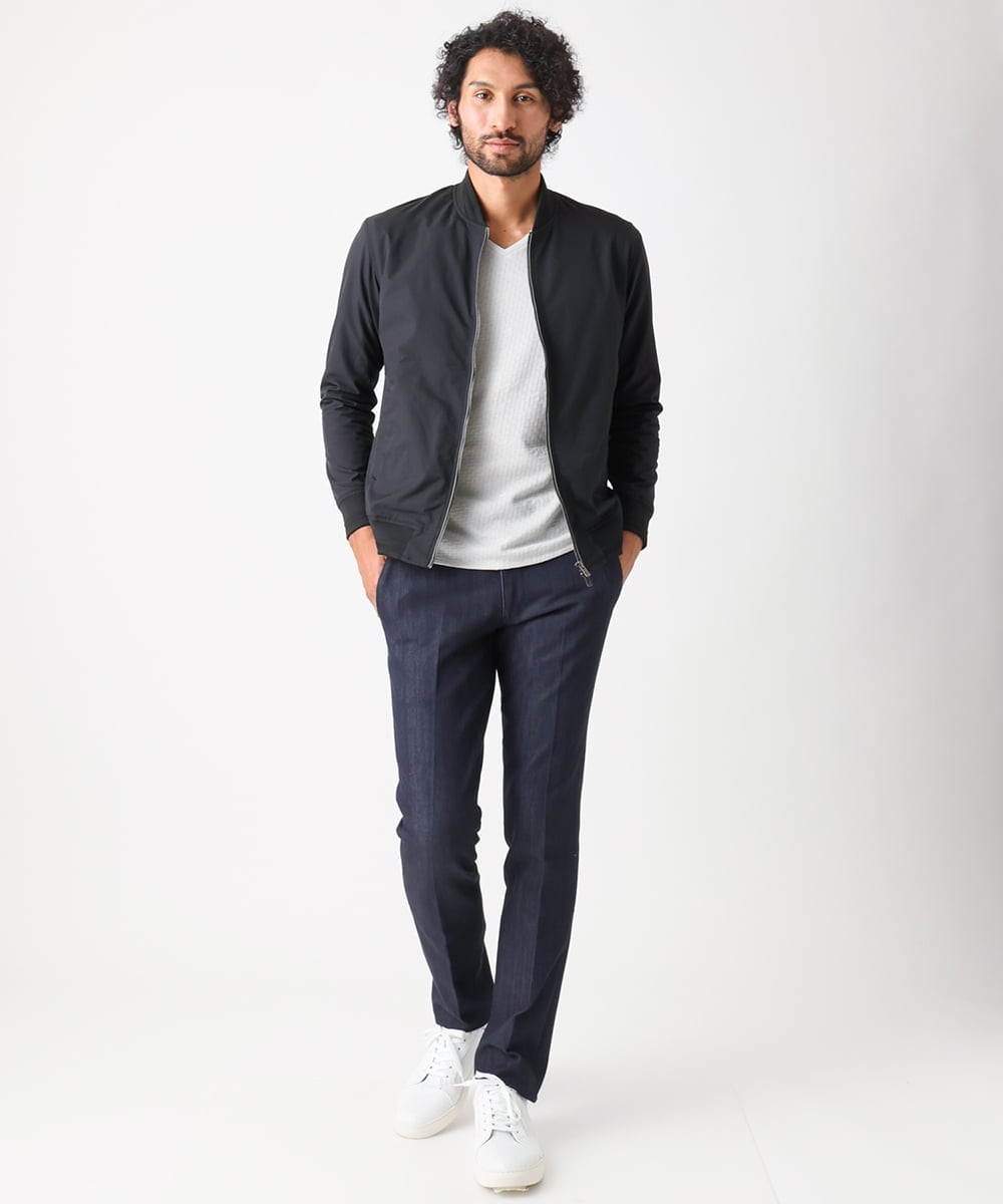 MNJAA59330 MICHEL KLEIN HOMME(ミッシェルクラン オム) リブ編みナイロンMA-1ブルゾン ブラック