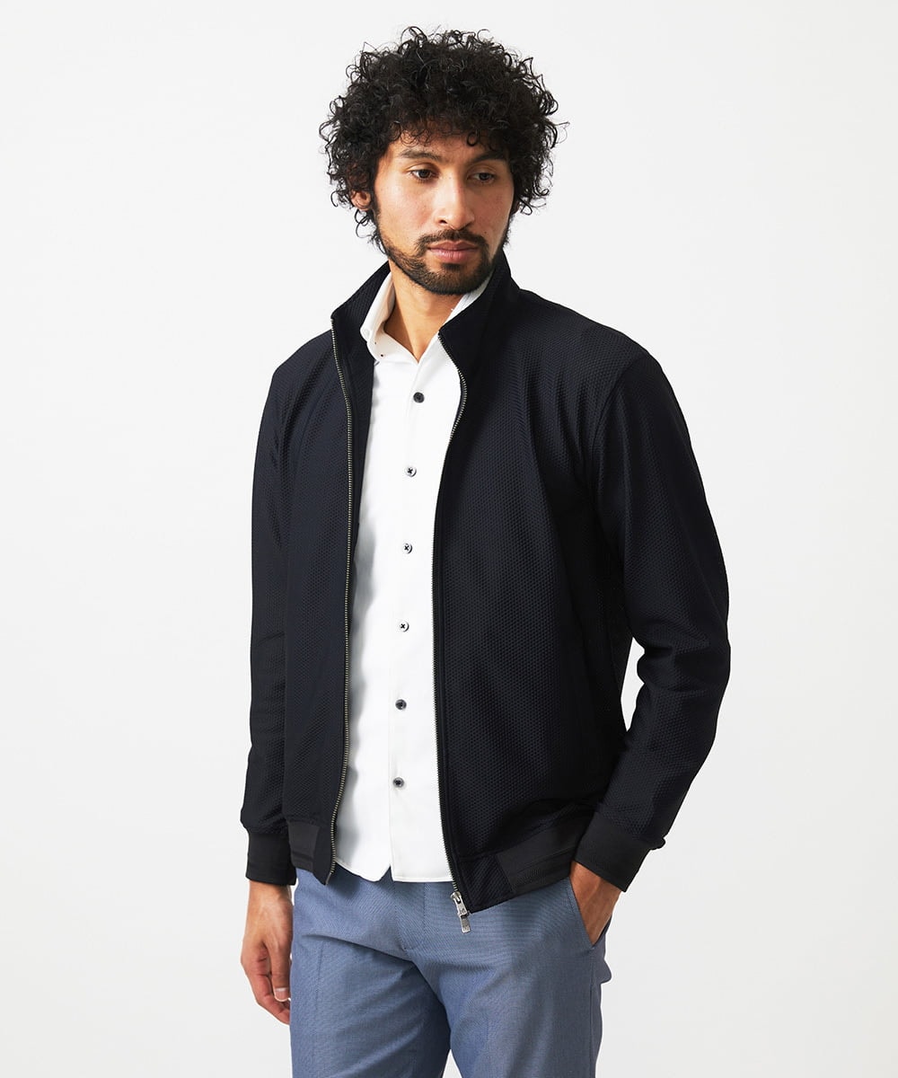 MNJAF01400 MICHEL KLEIN HOMME(ミッシェルクラン オム) スタンドカラートラックジャケット ブラック