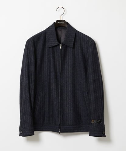 MNJAI53530 MICHEL KLEIN HOMME ストライプ柄ウールコットンジップブルゾン