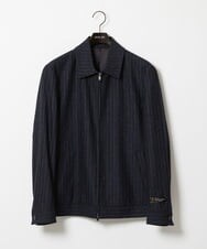 MNJAI53530 MICHEL KLEIN HOMME(ミッシェルクラン オム) ストライプ柄ウールコットンジップブルゾン ネイビー