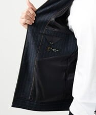 MNJAI53530 MICHEL KLEIN HOMME(ミッシェルクラン オム) ストライプ柄ウールコットンジップブルゾン ネイビー