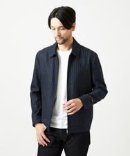 MNJAI53530 MICHEL KLEIN HOMME(ミッシェルクラン オム) ストライプ柄ウールコットンジップブルゾン ネイビー