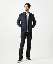 MNJAI53530 MICHEL KLEIN HOMME(ミッシェルクラン オム) ストライプ柄ウールコットンジップブルゾン ネイビー
