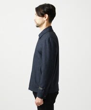 MNJAI53530 MICHEL KLEIN HOMME(ミッシェルクラン オム) ストライプ柄ウールコットンジップブルゾン ネイビー
