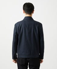 MNJAI53530 MICHEL KLEIN HOMME(ミッシェルクラン オム) ストライプ柄ウールコットンジップブルゾン ネイビー