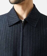 MNJAI53530 MICHEL KLEIN HOMME(ミッシェルクラン オム) ストライプ柄ウールコットンジップブルゾン ネイビー