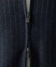 MNJAI53530 MICHEL KLEIN HOMME(ミッシェルクラン オム) ストライプ柄ウールコットンジップブルゾン ネイビー