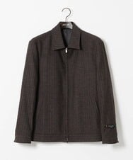 MNJAI53530 MICHEL KLEIN HOMME(ミッシェルクラン オム) ストライプ柄ウールコットンジップブルゾン ブラウン