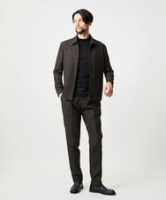 MNJAI53530 MICHEL KLEIN HOMME(ミッシェルクラン オム) ストライプ柄ウールコットンジップブルゾン ブラウン