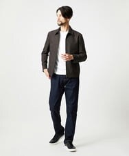MNJAI53530 MICHEL KLEIN HOMME(ミッシェルクラン オム) ストライプ柄ウールコットンジップブルゾン ブラウン
