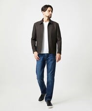 MNJAI53530 MICHEL KLEIN HOMME(ミッシェルクラン オム) ストライプ柄ウールコットンジップブルゾン ブラウン
