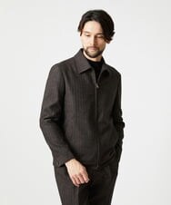 MNJAI53530 MICHEL KLEIN HOMME(ミッシェルクラン オム) ストライプ柄ウールコットンジップブルゾン ブラウン