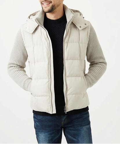 MNJAI57590 MICHEL KLEIN HOMME 異素材MIX袖ニットダウンジャケット