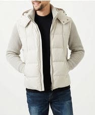 MNJAI57590 MICHEL KLEIN HOMME(ミッシェルクラン オム) 異素材MIX袖ニットダウンジャケット オフホワイト