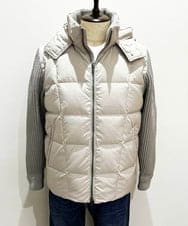MNJAI57590 MICHEL KLEIN HOMME(ミッシェルクラン オム) 異素材MIX袖ニットダウンジャケット オフホワイト